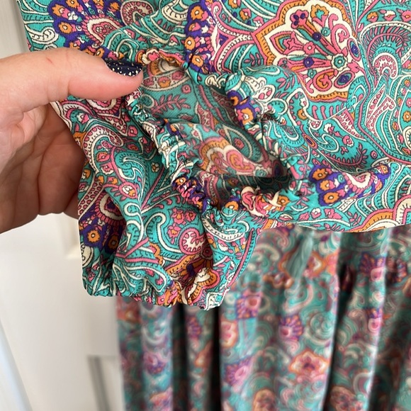 Boemo paisley print long sleeve maxi dress boho size large - Picture 7 of 13